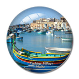 Malta Fishing Village Port Boats 3D Fridge Magnet Crystal Glass