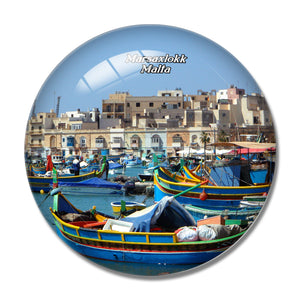 Malta Marsaxlokk Port 3D Fridge Magnet Crystal Glass