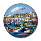 Malta Marsaxlokk Port 3D Fridge Magnet Crystal Glass