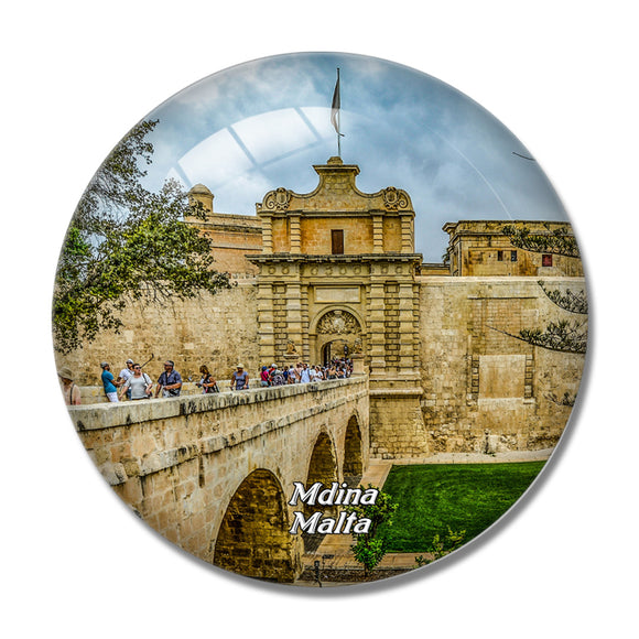 Malta Mdina Gates Castle 3D Fridge Magnet Crystal Glass