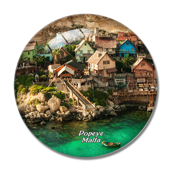 Malta Popeye Village 3D Fridge Magnet Crystal Glass