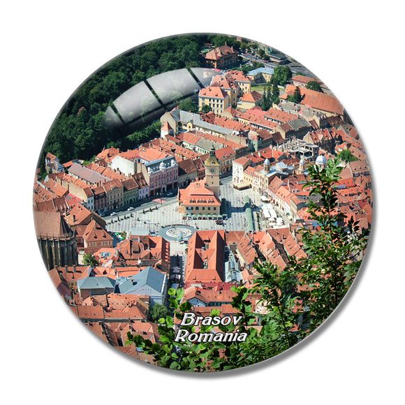 Romania Brasov Historical Center 3D Fridge Magnet Crystal Glass