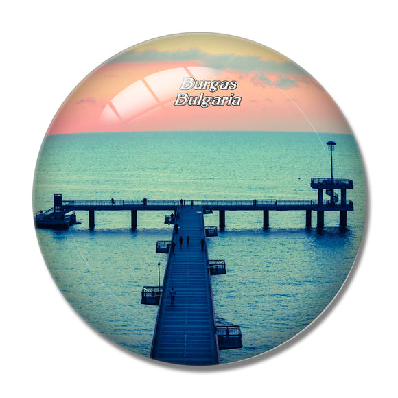 Bulgaria Burgas Sea Bridge 3D Fridge Magnet Crystal Glass