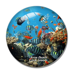 Cook Islands Aroa Beach 3D Fridge Magnet Crystal Glass