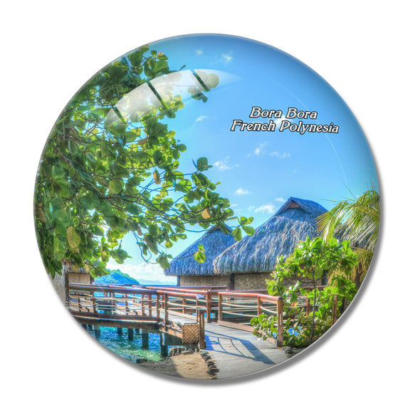 French Polynesia Bora Bora House 3D Fridge Magnet Crystal Glass