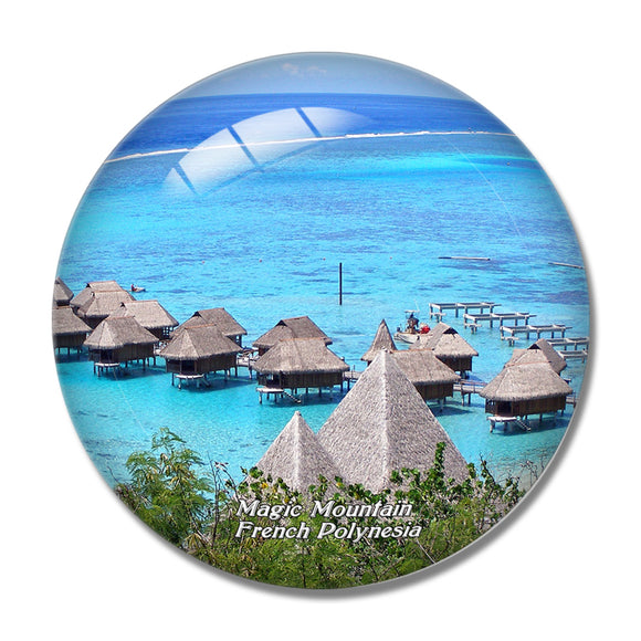 French Polynesia Magic Mountain 3D Fridge Magnet Crystal Glass