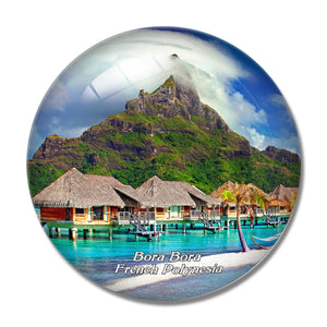 French Polynesia Mount Otemanu Bora Bora Island 3D Fridge Magnet Crystal Glass