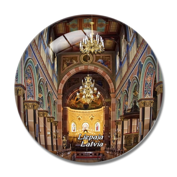 Latvia Liepaja Cathedral 3D Fridge Magnet Crystal Glass