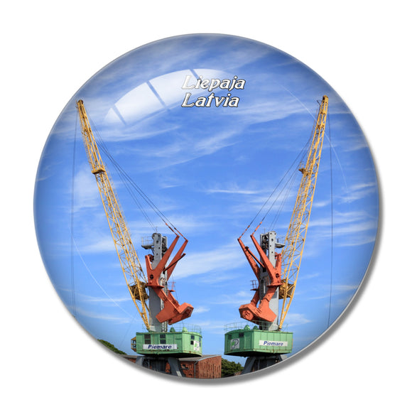 Latvia Liepaja Harbor 3D Fridge Magnet Crystal Glass