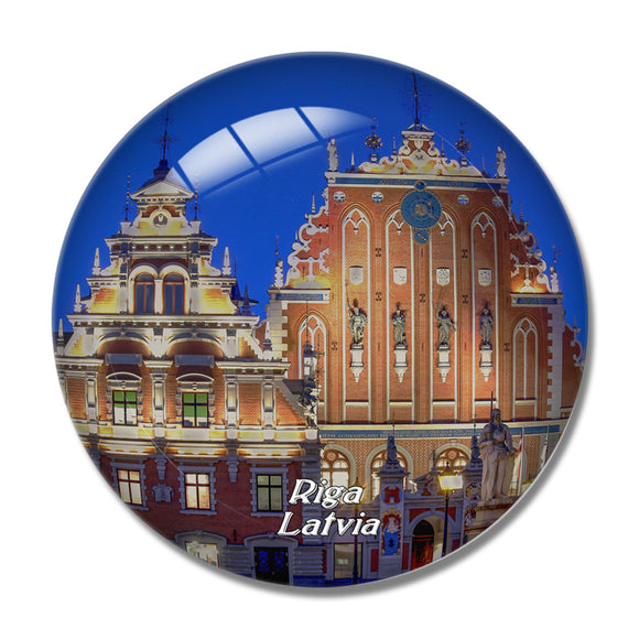 Latvia Night Town Hall 3D Fridge Magnet Crystal Glass