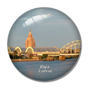 Latvia Riga Daugava Bridge 3D Fridge Magnet Crystal Glass