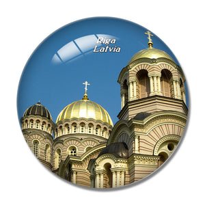 Latvia Riga Orthodox Church 3D Fridge Magnet Crystal Glass