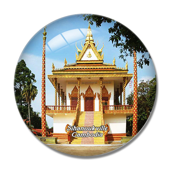 Cambodia Wat Leu Temple Sihanoukville 3D Fridge Magnet Crystal Glass