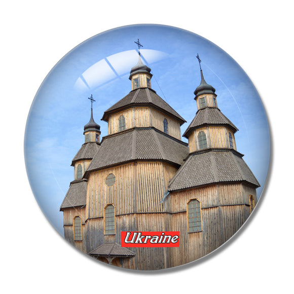 Ukraine Wooden Church 3D Fridge Magnet Crystal Glass