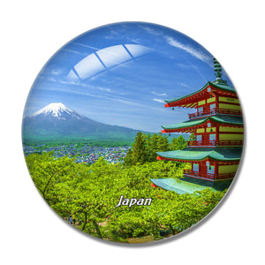 Mount Fuji Chureito Pagoda Japan 3D Fridge Magnet Crystal Glass