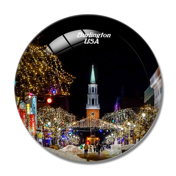 USA America Burlington Church 3D Fridge Magnet Crystal Glass