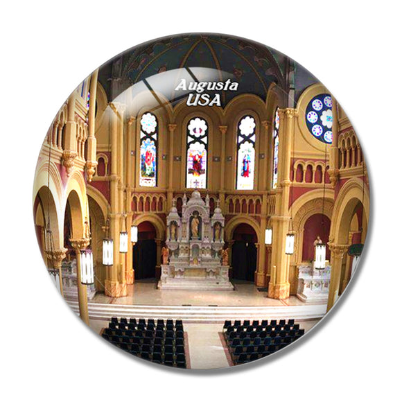 USA America Augusta Sacred Heart Cathedral 3D Fridge Magnet Crystal Glass