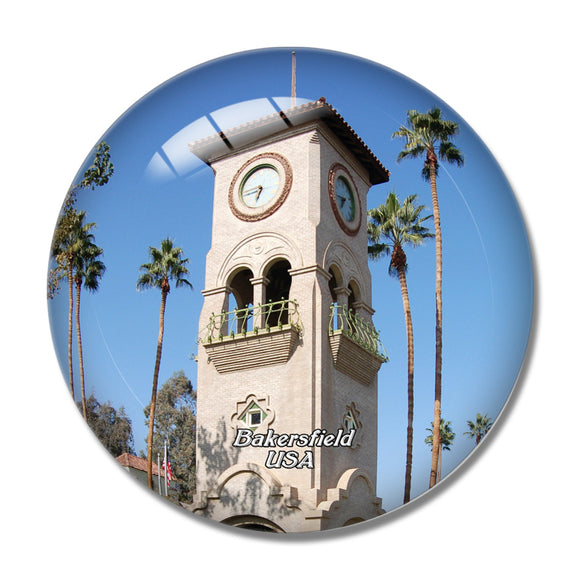 USA America Bakersfield Clock Tower 3D Fridge Magnet Crystal Glass