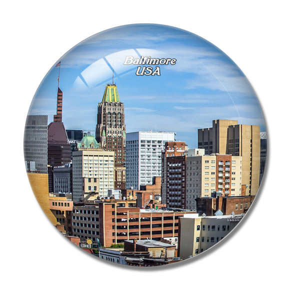 USA America Baltimore Skyline 3D Fridge Magnet Crystal Glass