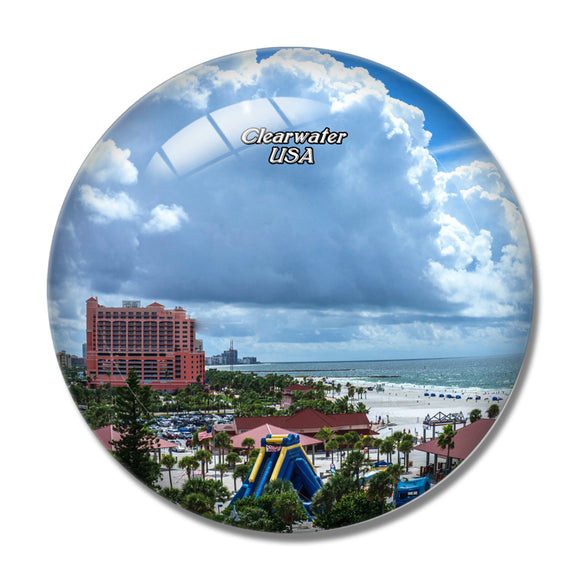 USA America Clearwater Beach 3D Fridge Magnet Crystal Glass