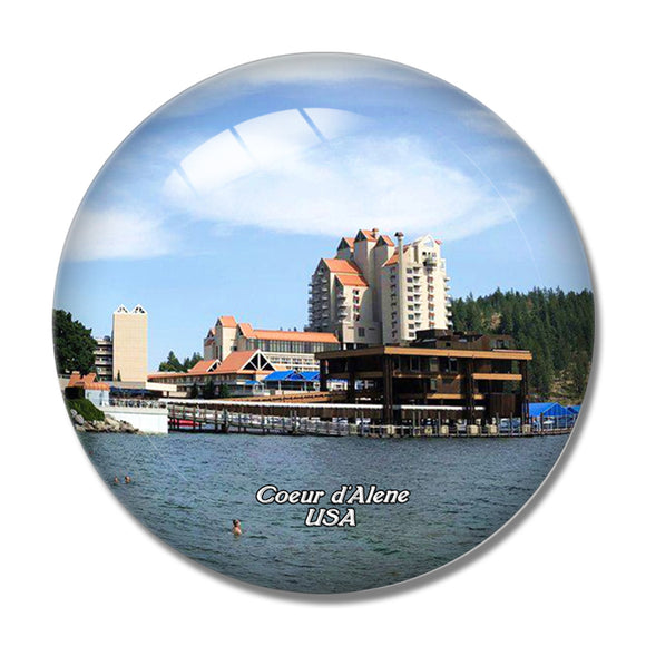 USA America Coeur d'Alene Lake 3D Fridge Magnet Crystal Glass
