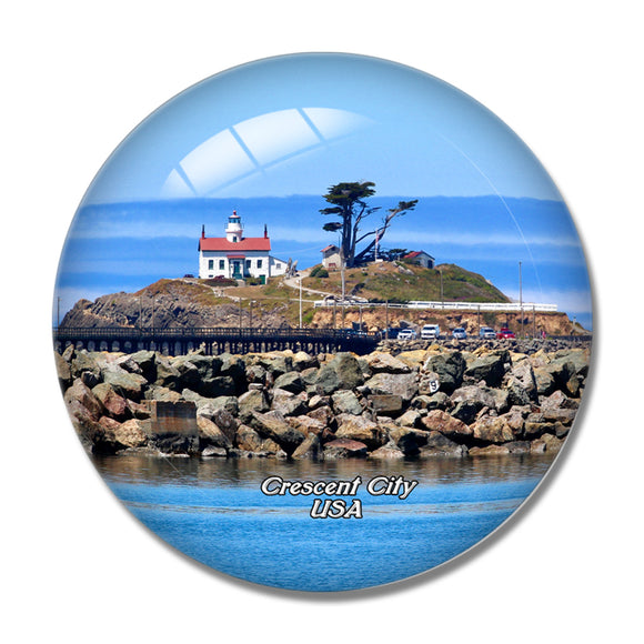USA America Crescent  Battery Point Lighthouse California 3D Fridge Magnet Crystal Glass
