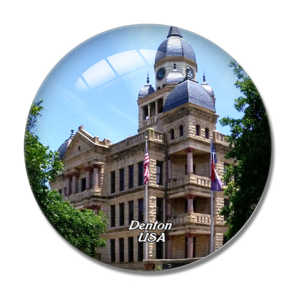 USA America Denton Museum 3D Fridge Magnet Crystal Glass
