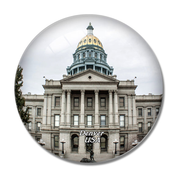 USA America Denver Colorado Capitol 3D Fridge Magnet Crystal Glass