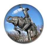 USA America Denver Colorado Cowboy Statue 3D Fridge Magnet Crystal Glass