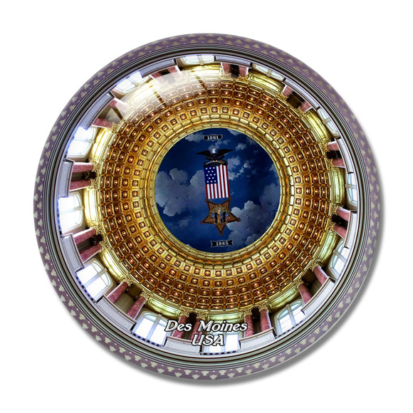USA America Des Moines Iowa Capitol Building 3D Fridge Magnet Crystal Glass
