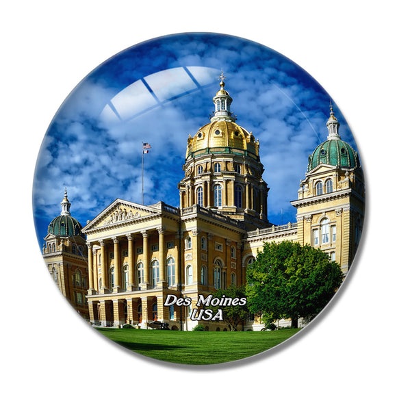 USA America Des Moines Iowa State Capitol Building 3D Fridge Magnet Crystal Glass