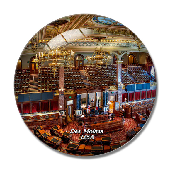 USA America Des Moines Iowa State Capitol 3D Fridge Magnet Crystal Glass