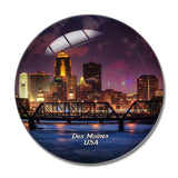 USA America Des Moines Iowa 3D Fridge Magnet Crystal Glass