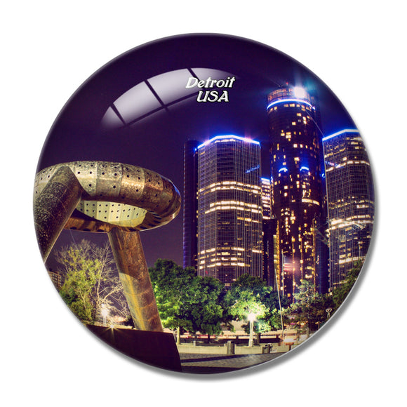 USA America Detroit Michigan 3D Fridge Magnet Crystal Glass