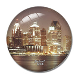 USA America Detroit Night 3D Fridge Magnet Crystal Glass