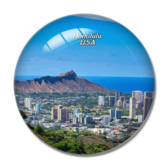 USA America Diamond Head Volcano Honolulu 3D Fridge Magnet Crystal Glass