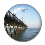 USA America Emerald Isle Fishing Pier 3D Fridge Magnet Crystal Glass