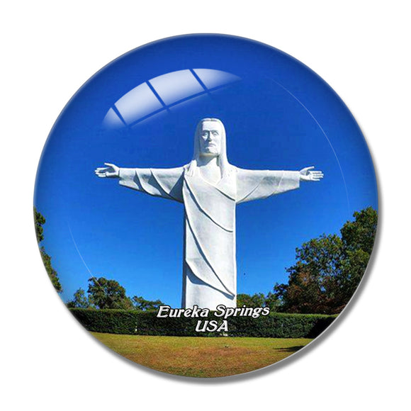 USA America Eureka SpringsChrist of the Ozarks 3D Fridge Magnet Crystal Glass