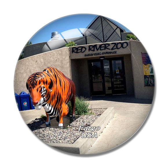 USA America Fargo Red River Zoo 3D Fridge Magnet Crystal Glass