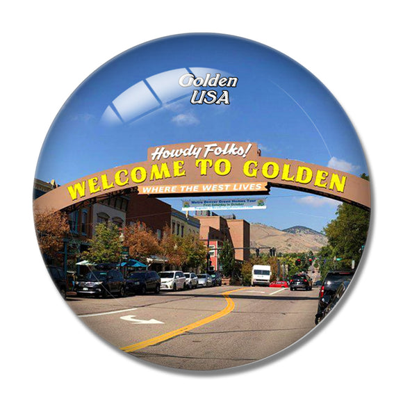 USA America Golden Sign Colorado 3D Fridge Magnet Crystal Glass