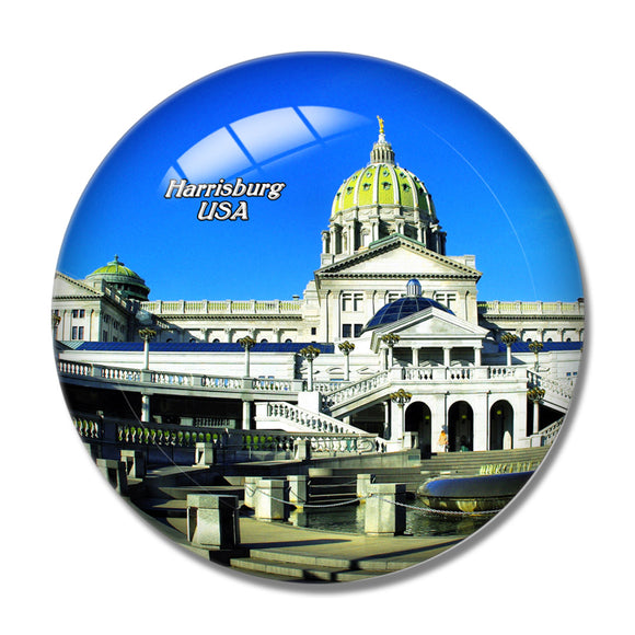 USA America Harrisburg Pennsylvania State Capitol 3D Fridge Magnet Crystal Glass