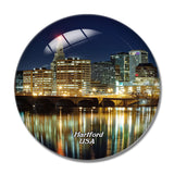USA America Hartford Connecticut 3D Fridge Magnet Crystal Glass