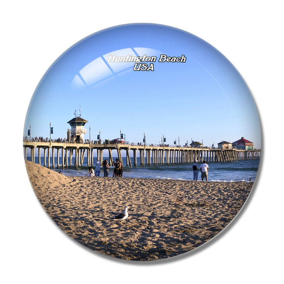 USA America Huntington Beach Orange County 3D Fridge Magnet Crystal Glass