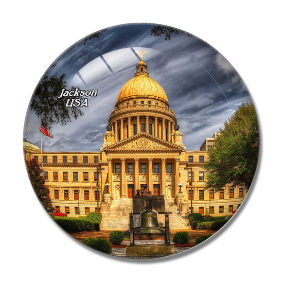 USA America Jackson Mississippi State Capitol 3D Fridge Magnet Crystal Glass