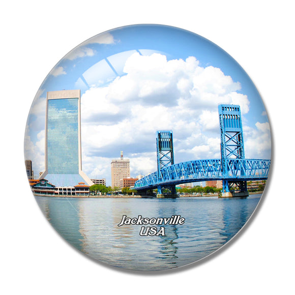 USA America Jacksonville Bridge Florida 3D Fridge Magnet Crystal Glass