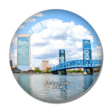 USA America Jacksonville Bridge Florida 3D Fridge Magnet Crystal Glass