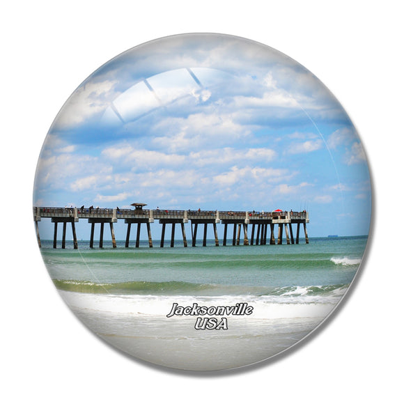 USA America Jacksonville Florida 3D Fridge Magnet Crystal Glass