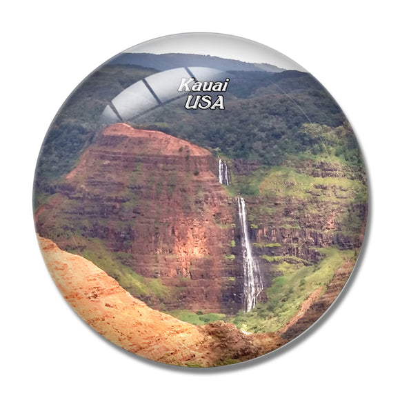 USA America Kauai Hawaii Waterfall 3D Fridge Magnet Crystal Glass