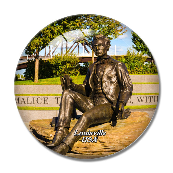 USA America Kentucky Statue Lincoln Louisville 3D Fridge Magnet Crystal Glass