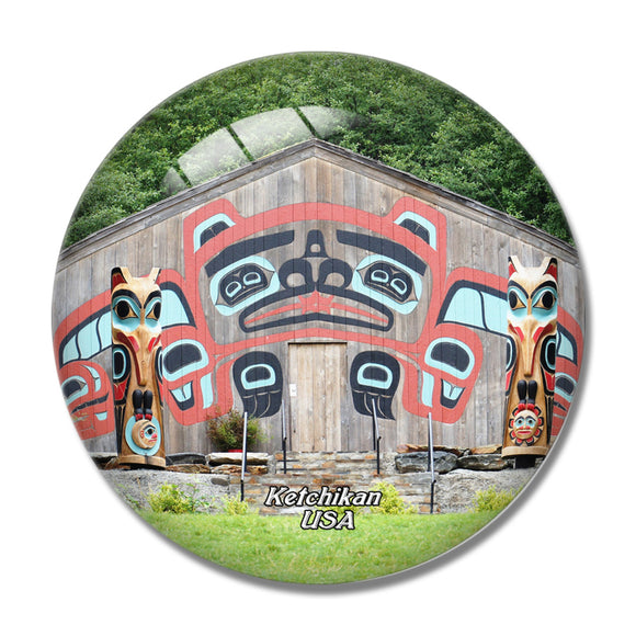 USA America Ketchikan Saxman Native Village Alaska 3D Fridge Magnet Crystal Glass